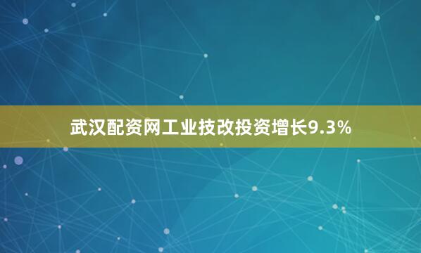 武汉配资网工业技改投资增长9.3%
